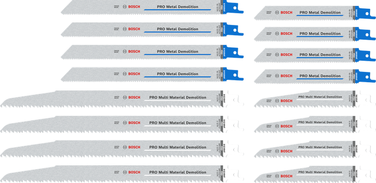 Juego de hojas de demolición Bosch PRO Tough Box, 16 piezas.